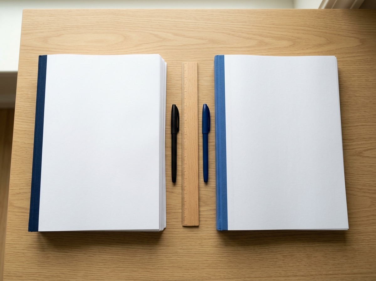 Two structurally similar but visually distinct blank packets sit aligned for close comparison.