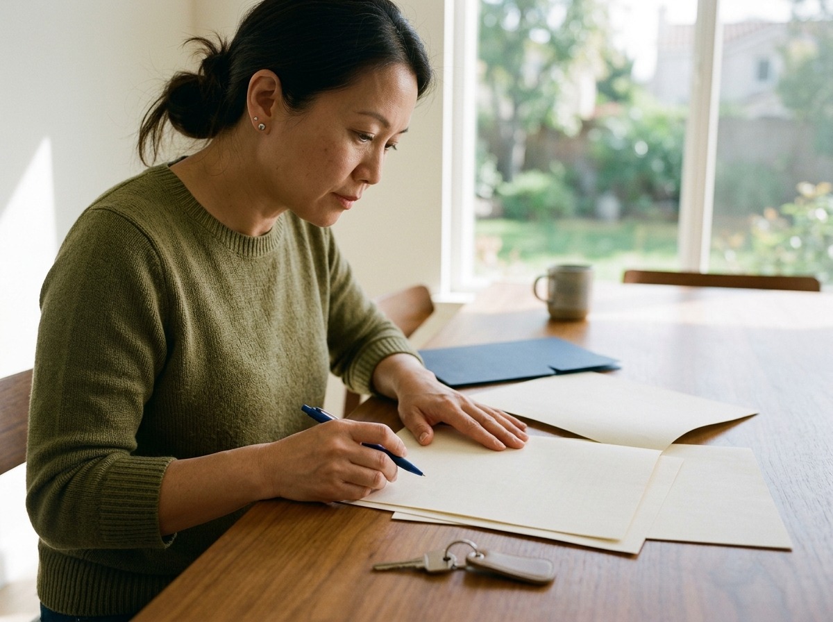 A close review scene brings the final disclosure, contract folder, and key together without readable information.