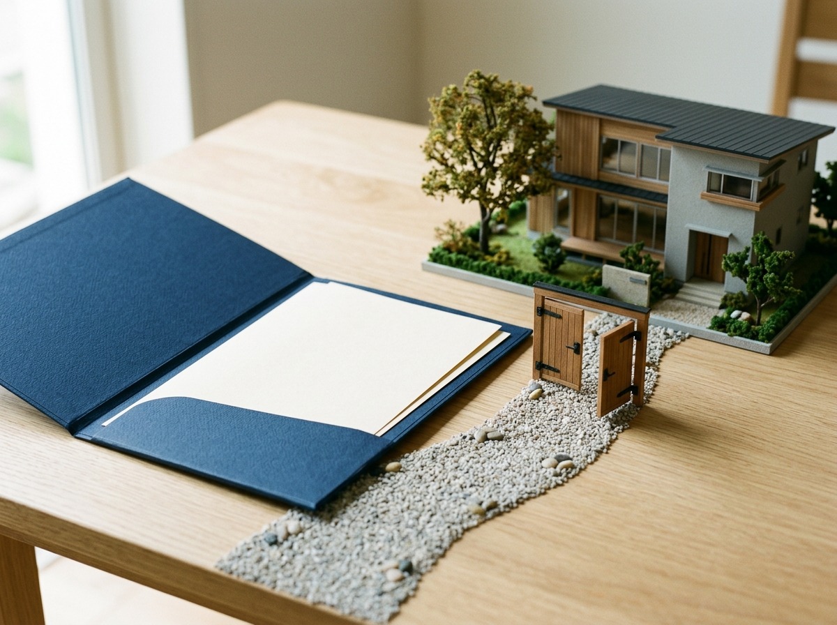 A letter and folder sit at the start of a path that still has a visible review gate before the home.
