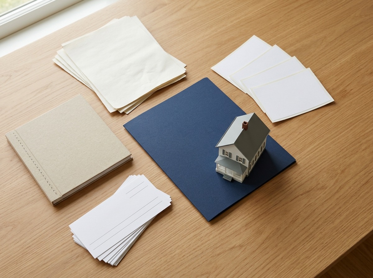 Different text-free record sets remain visibly distinct as they converge on one home-financing file.
